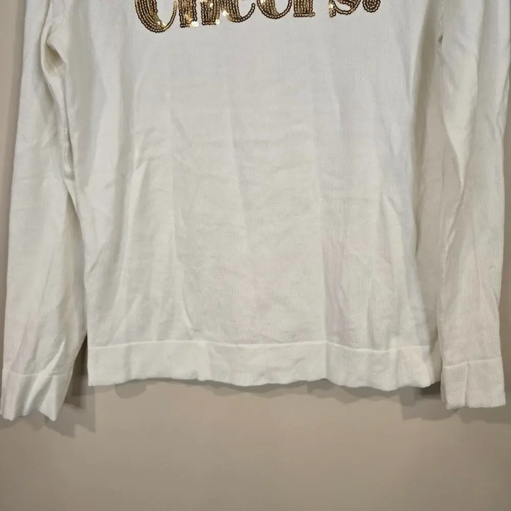 NEW NWT J.Crew Cream Teddie Crewneck Sweater Sequin 
